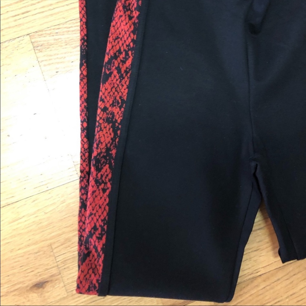Zara Red Snake Print Side Stripe Leggings Size M - Picture 4 of 4